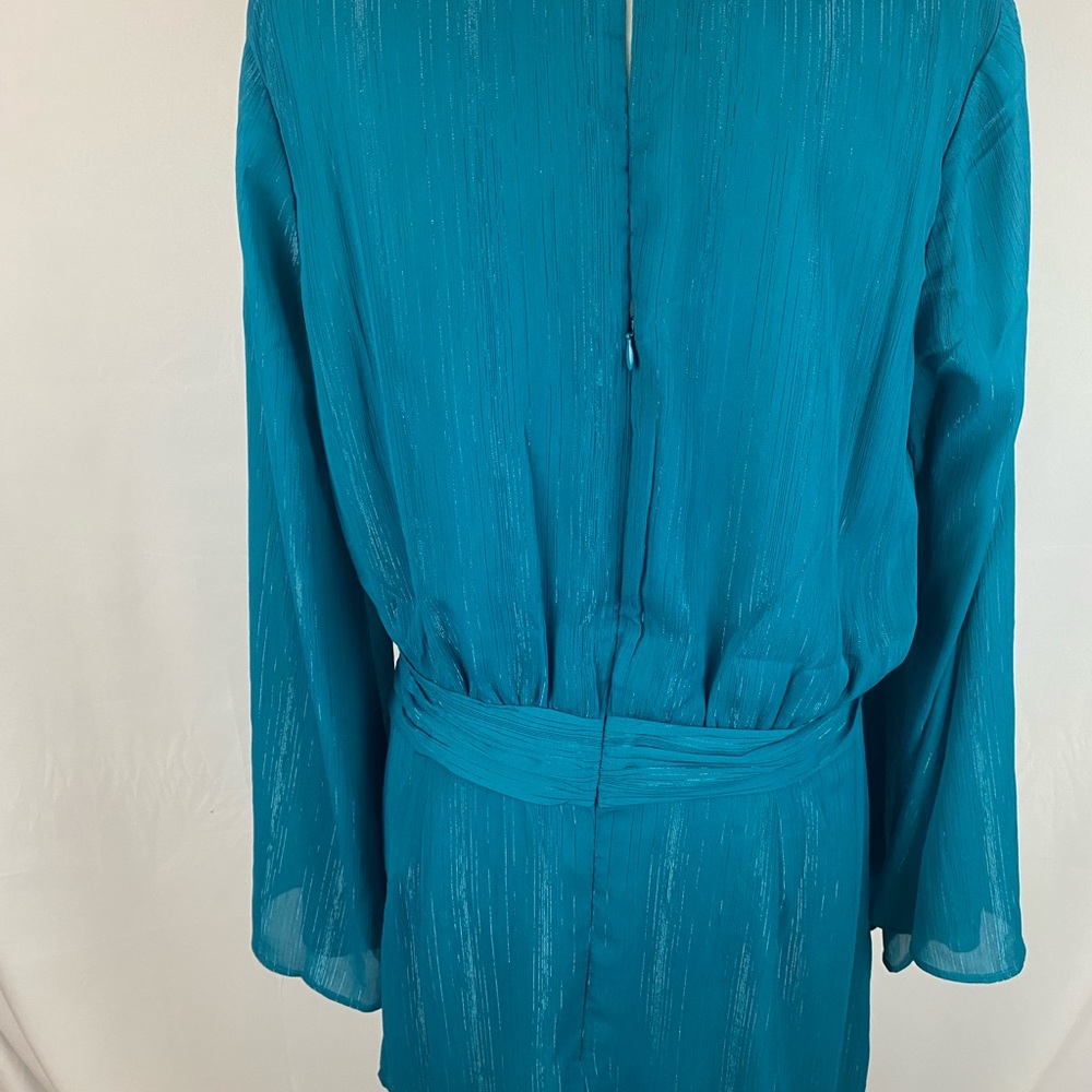 Long Trumpet Sleeve Amelia Dress in Ocean Depths, Size XL - Picture 8 of 10